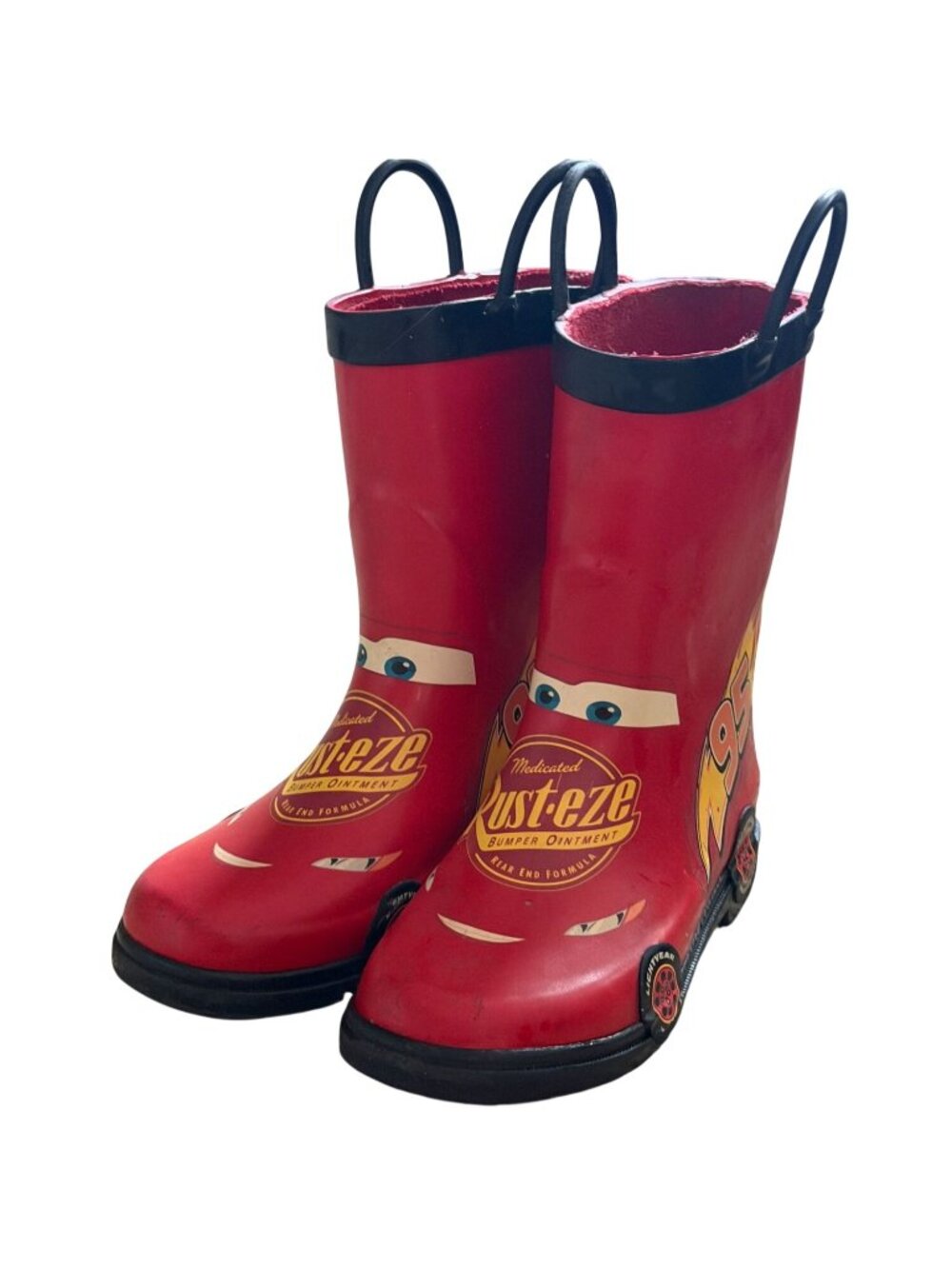 Disney Cars Lightning McQueen Rain Boots-Pull On-Red-Size 13